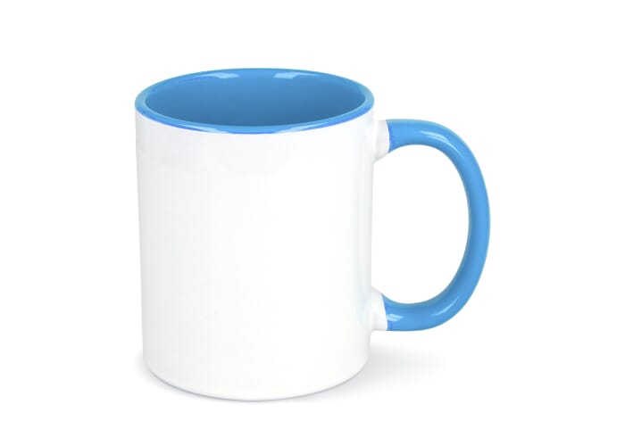 Mug intérieur et anse colorés à personnaliser 300ml Oslo Blanc et Bleu clair